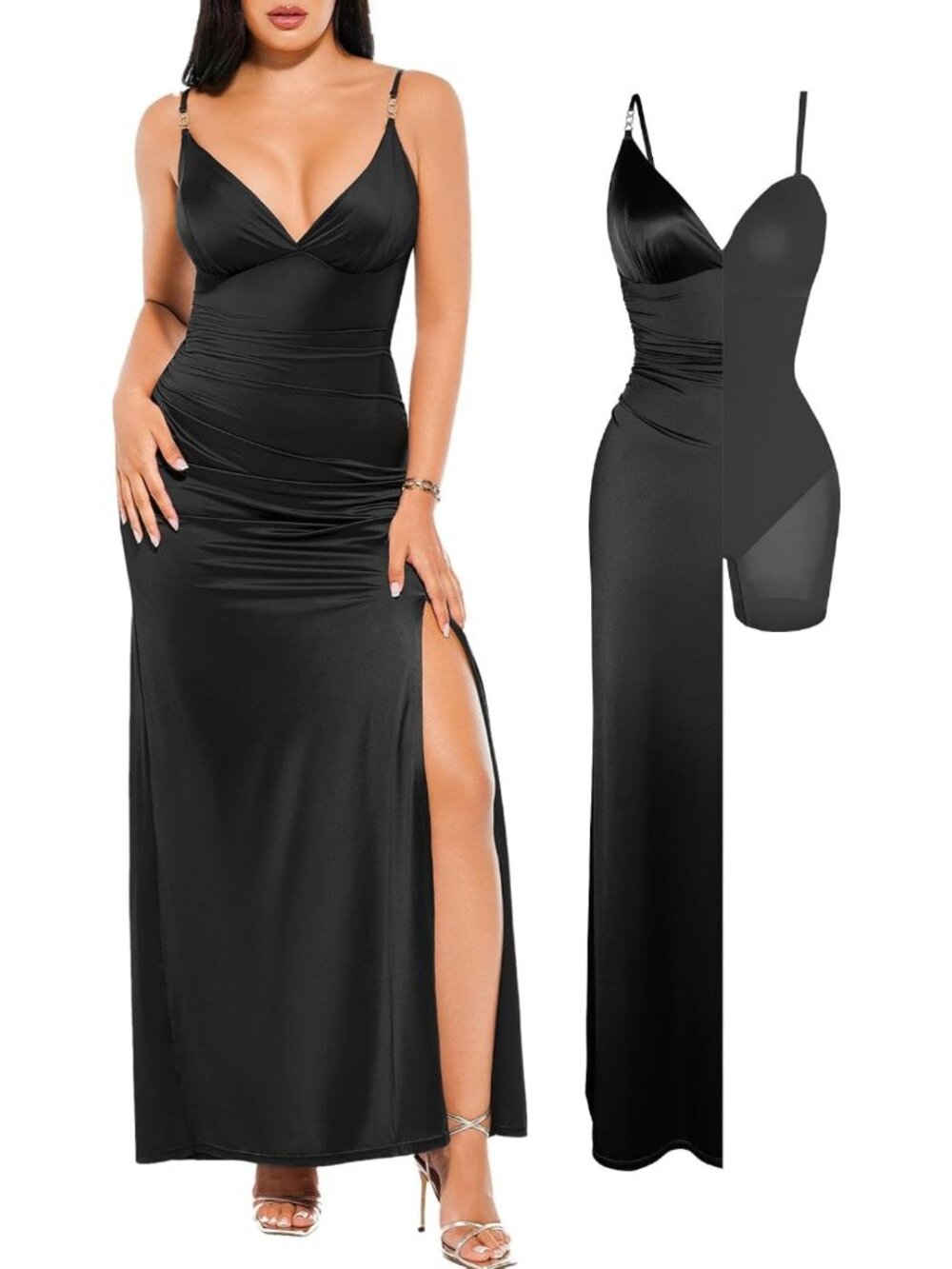 Elegant Satin Maxi Dress | Women's Formal Cocktail Gown | Perfect for Events